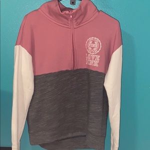 Turtle neck quarter zip sweatshirt. PINK